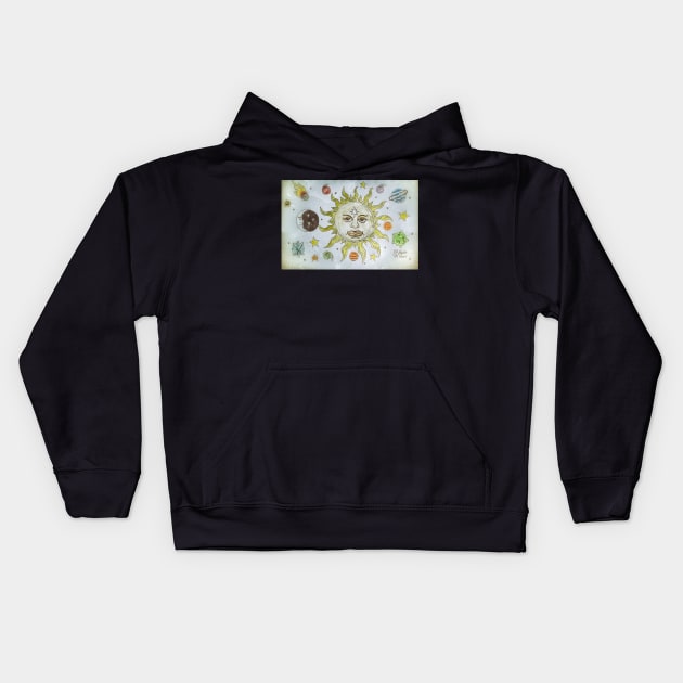 The sun, moon, planets and stars Kids Hoodie by Matt Starr Fine Art